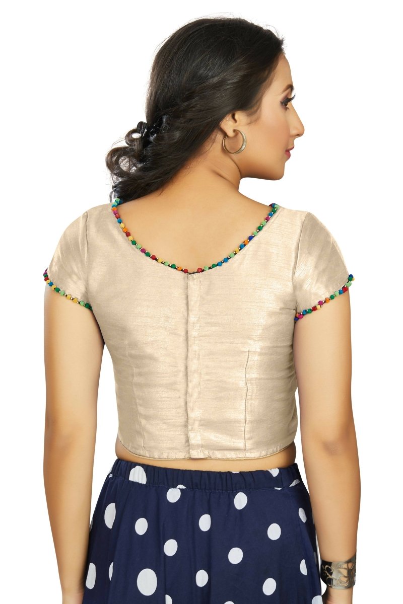 Aastha Fashion Women's Off White Art Silk Designer Party Wear Readymade Blouse