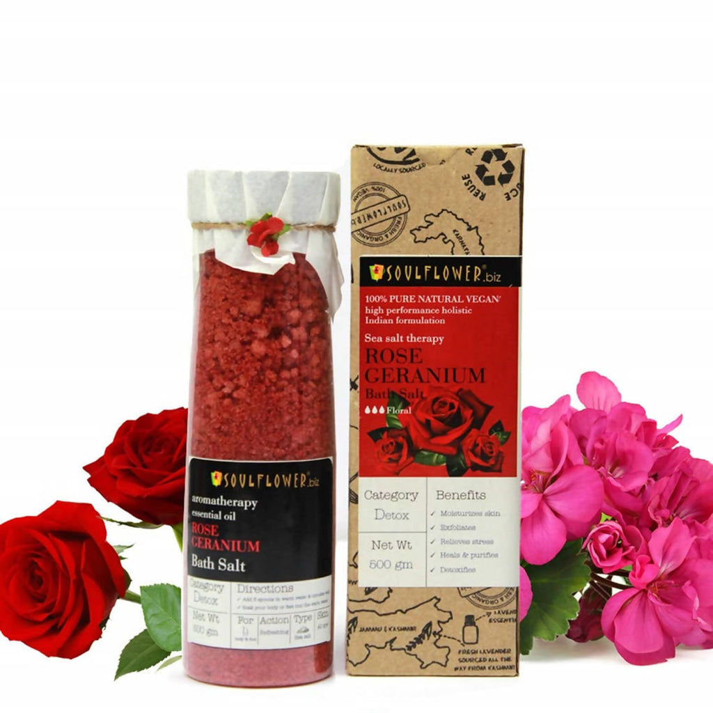 Soulflower Aromatherapy Essential Oil Rose Geranium Bath Salt