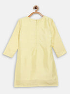 Ahalyaa Yellow Poly Silk Kids Kurta Pant With Dupatta For Girls