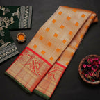 DEIANA'S Beautiful Designer Golden zari Soft Lichi Silk Saree - Orange