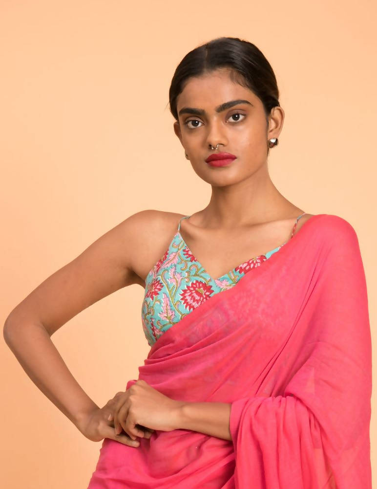 Suta Pink Solid Pure Cotton Saree - Distacart