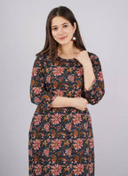 Vamika Printed Cotton Blue Party Wear/Casual Wear Kurta Set/Suit - Distacart