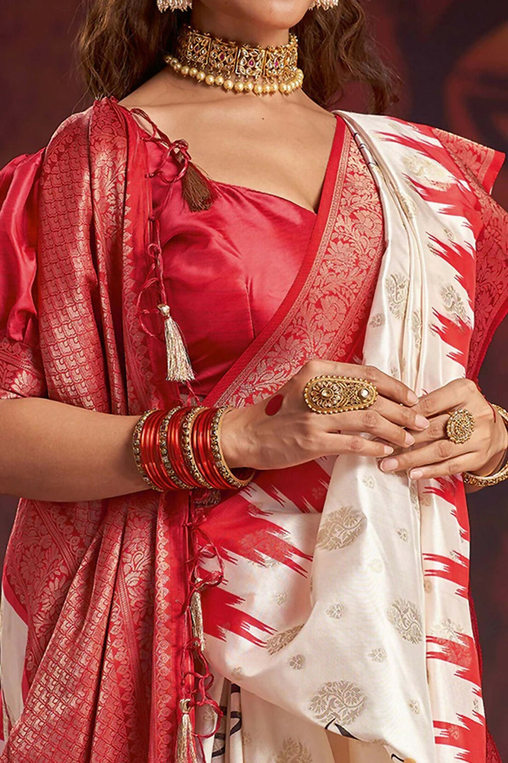 Joban Fashion Off White Silk Blend Garad Saree - Distacart
