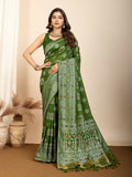 Mahendi Soft Silk Woven Meenakari Designer Saree - Vedanti