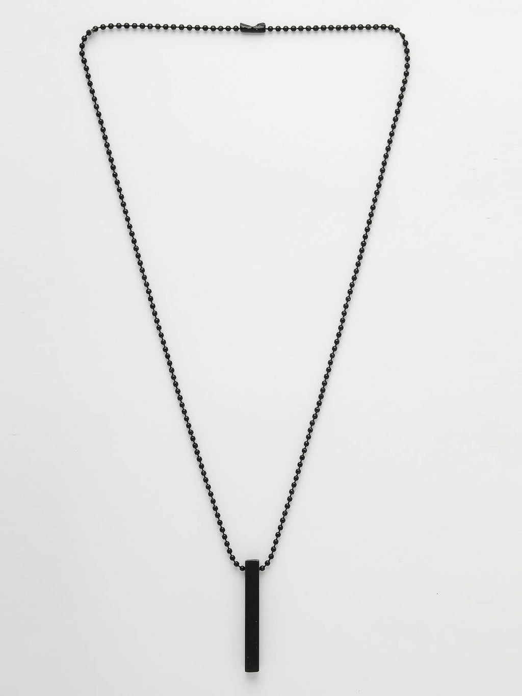 NVR Men's Black Rhodium Plated Bar Pendant & Chain