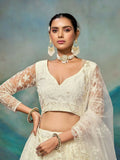 White Net Thread Sequence Embroidery Lehenga Choli - Jihu Culture