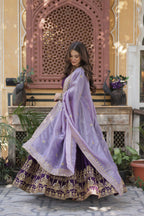 Joban Fashion Purple Georgette Sequence Embroidery Work Kurta Set - Distacart