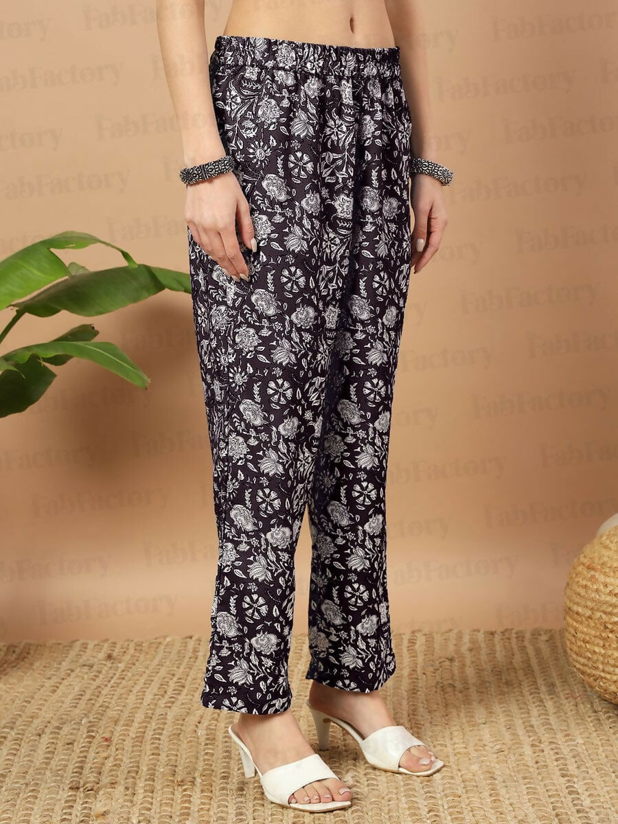Vamika Poly Rayon Printed Wine Red Party Wear/Casual Wear/Office Wear Kurta Set/Suit