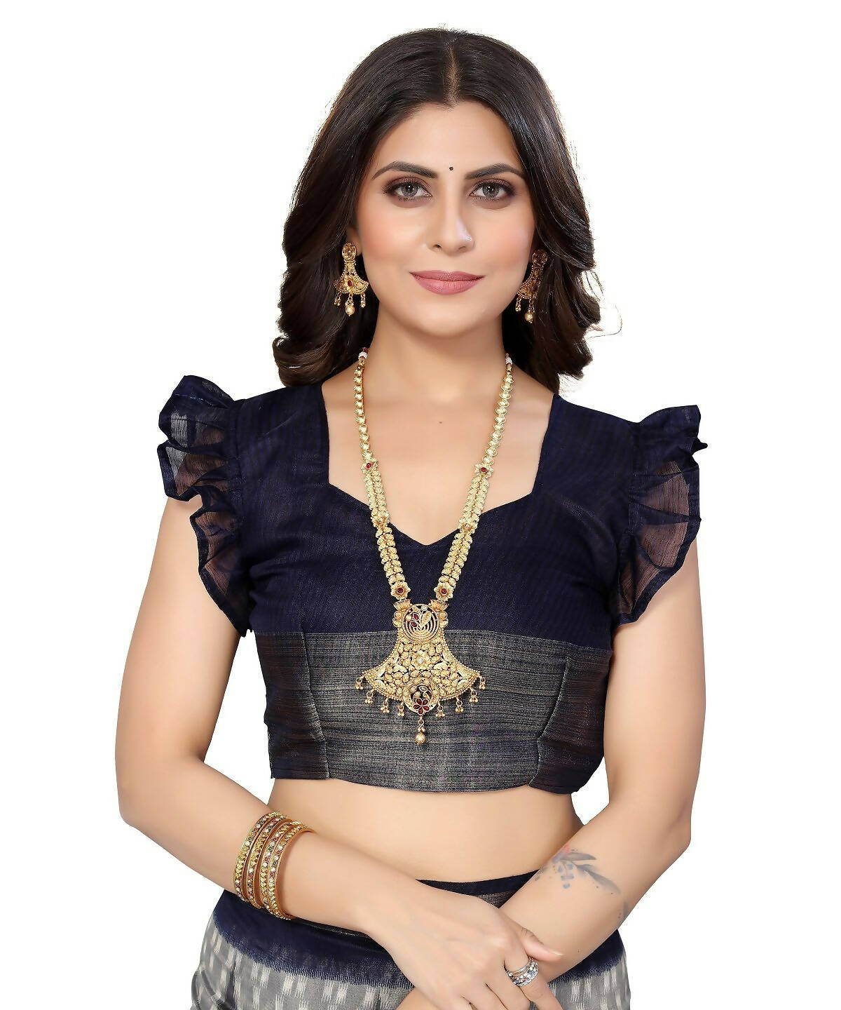 Vamika Cotton Grey Jari Border Bollywood Style Saree (DINO GREY) - Distacart