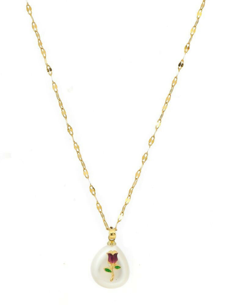 Antique Finish White Crystal Necklace - Ruby Raang
