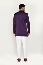 Joban Fashion Purple Colored Polyester Fabric Indo Western With Straight Fir Pant