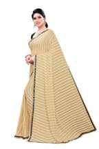 Vamika Cream Malai Silk Printed Saree (Zigzag Chiku)