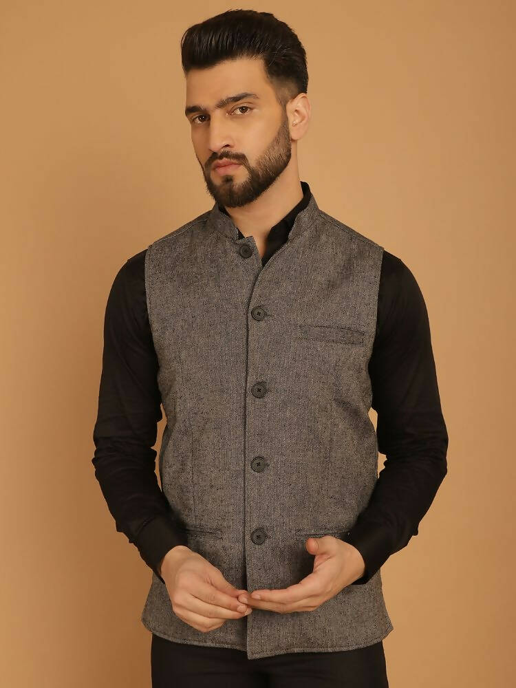 Even Apparels Pure Wool Nehru Jacket - Grey