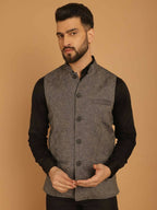 Even Apparels Pure Wool Nehru Jacket - Grey
