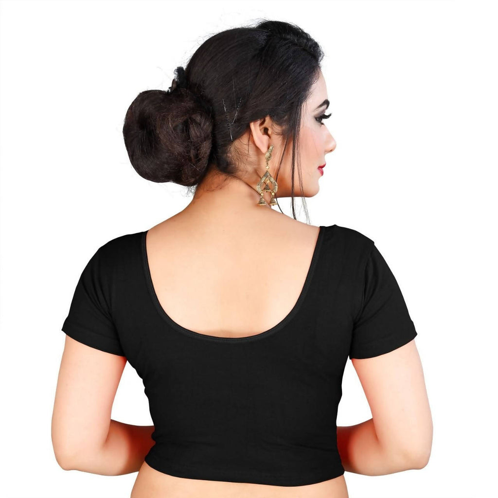 Vamika Black Lycra Plain Blouse - Distacart