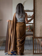 Suta Brown Solid Cotton Blend Saree - Distacart