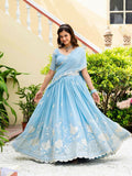 Lehenga Mart Designer Indian Wedding Lehenga Choli-Sky Blue - Distacart