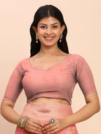 Shree Shyam Fashion Linen Cotton Peach Saree - Distacart