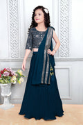Kids Wedding Designer Rama Heavy Georgette Lehenga Choli - Aaradhna
