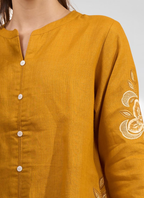 Joban Fashion Yellow Cotton, Linen Embroidered Readymade Cord Set - Distacart