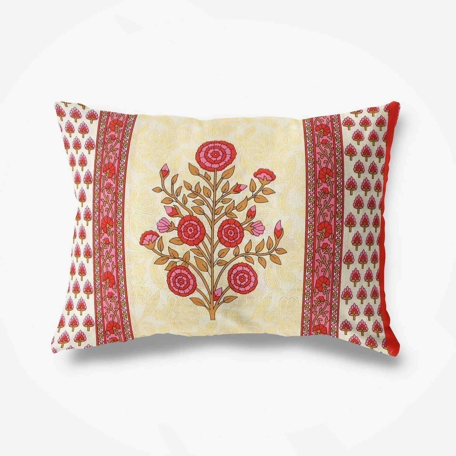 Floral Print Queen Size 90x108 Inches Jaipuri Flat Bed Sheet Bedspread with 2 Pillowcases