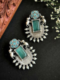 Joban Fashion Women C Green Silver Replica Big Monalisa Stone Stud Earring - Distacart