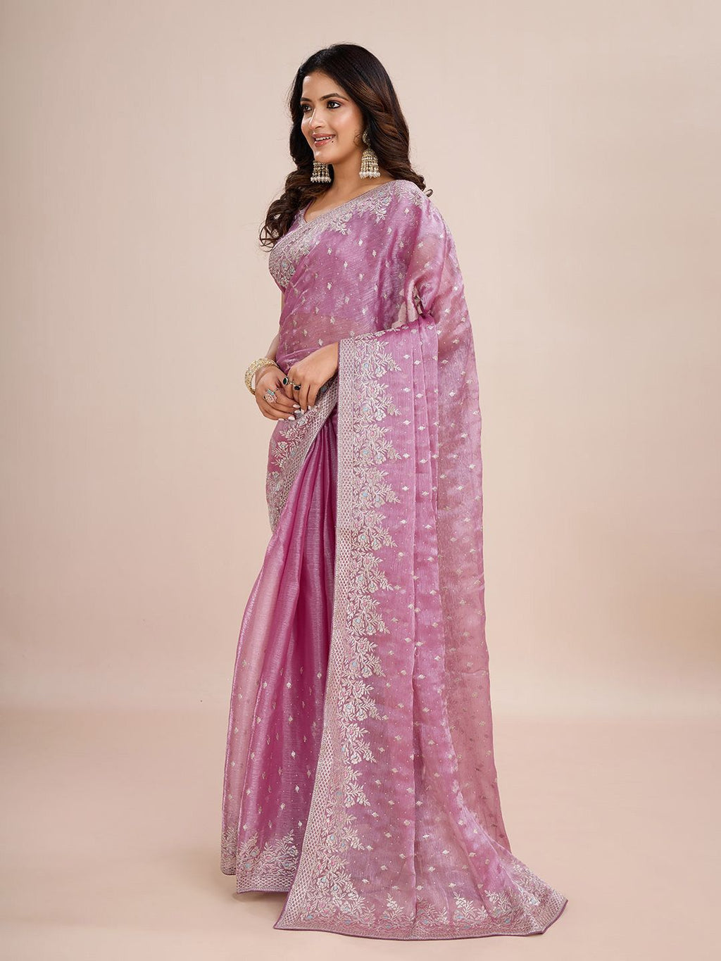 kasee Floral Zari Silk Blend Ready to Wear Saree