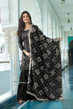 Teeya Creation Black Colour Chinnon Silk Heavy Embroidery Work Fully Stitched Salwar Suit - Distacart