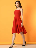 Myshka Women's Red Solid Party Dress - Distacart