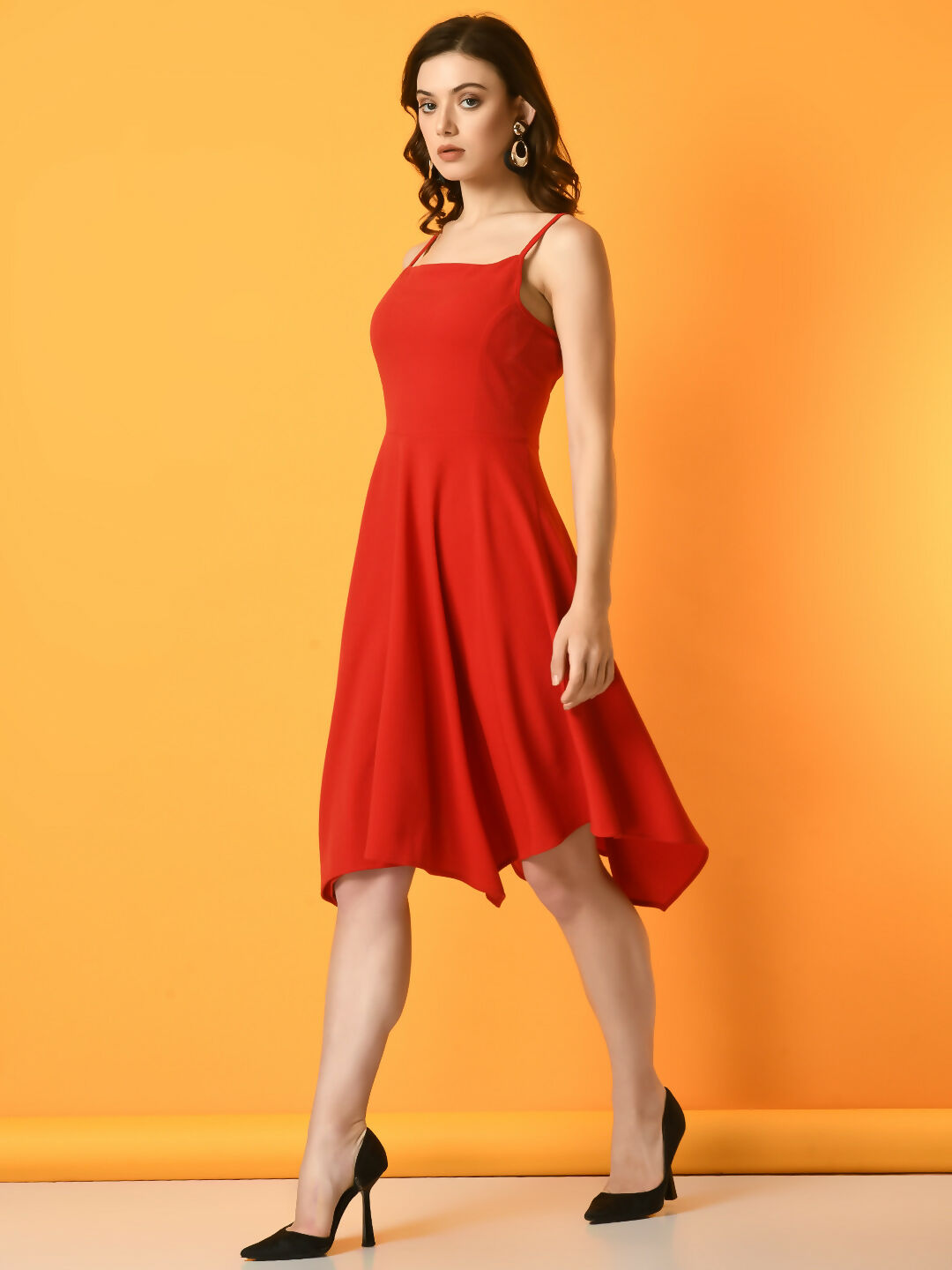 Myshka Women's Red Solid Party Dress - Distacart
