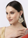NVR Women Gold-Plated Kundan Chandbali Earrings - Distacart