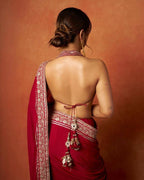 Joban Fashion Red Fandy Satin Silk Party Wear Sarees - Distacart