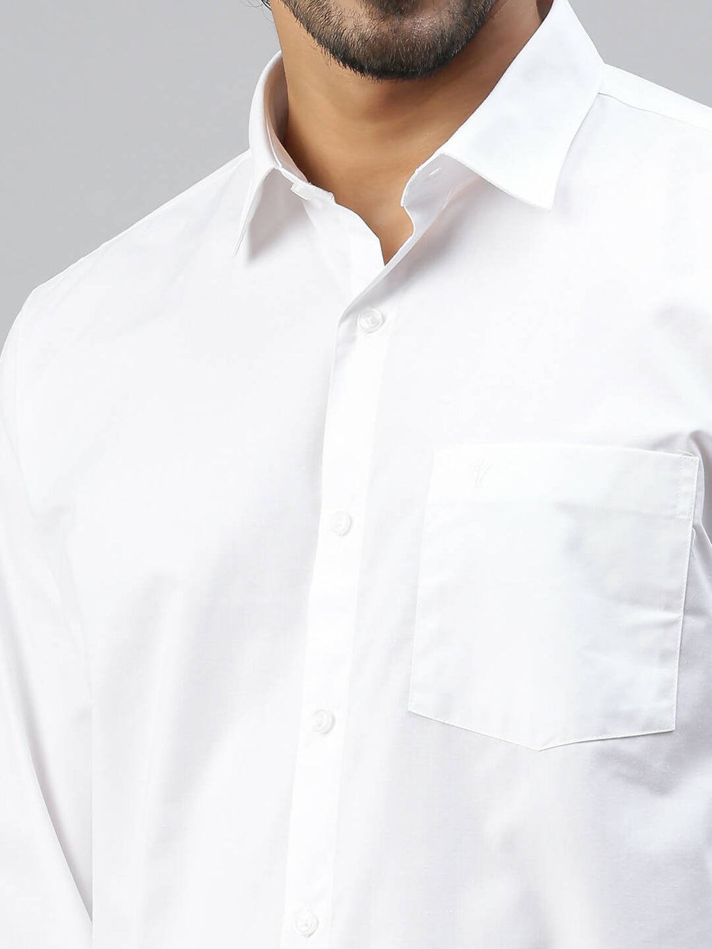 Ramraj Cotton Mens Full Sleeve Formal Poly Cotton White Shirt
