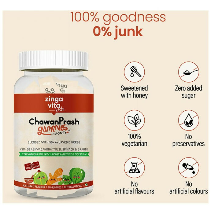 Zingavita Chawanprash Gummies with Honey for Kids (2+ yrs) Natural Flavor - Distacart