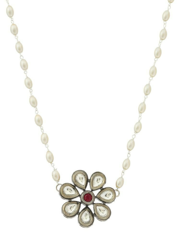 Flower Kundan Necklace - Ruby Raang