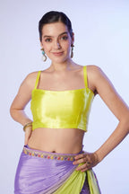 Lavender Chinon Solid Designer & Lace Work Saree - Samaa
