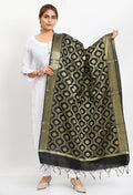 Mominos Fashion Moeza Women's Banarsi Silk All Over Woven Design Black Dupatta - Distacart