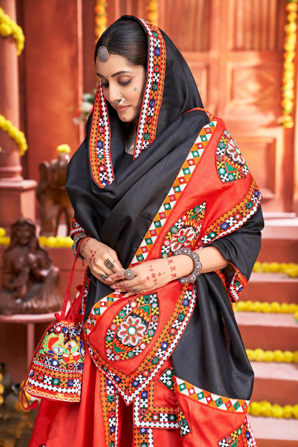 AI Fashion Red Art Silk Designer Navratri Lehenga Choli Collection