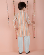 Joban Fashion Kids Island Cotton Full Sleeves Striped Kurta and Pyjama- Orange - Distacart