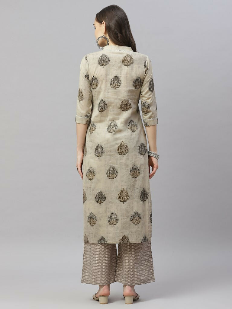 Miravan Women's Pure Cotton Printed Straight Kurta And Palazzo