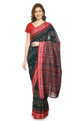 Vamika Sambalpuri Ikat Cotton Dehabandha Green & Red Saree - Distacart