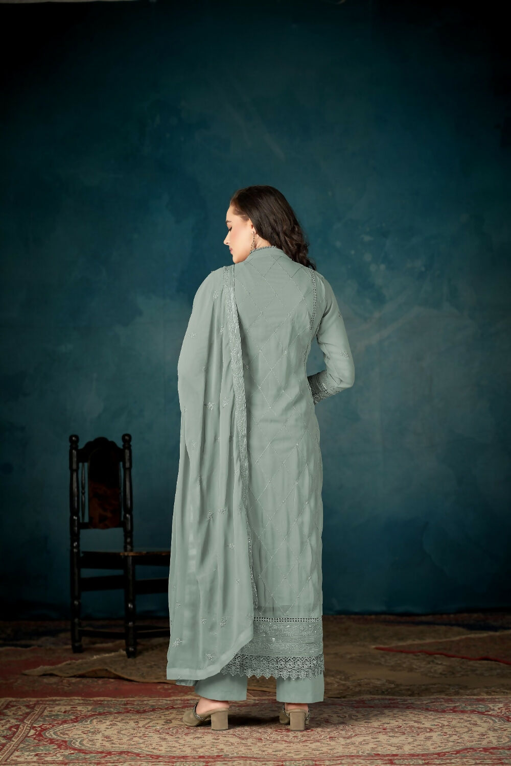 Anaita Sea Green Heavy Faux Georgette Stitched Suit with Embroidered Sequence Work - Distacart