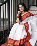 DEIANA'S Beautiful Designer Golden zari Soft Lichi Silk Saree - Red
