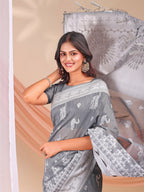 Shree Shyam Fashion Varnika Grey Linen Cotton Saree