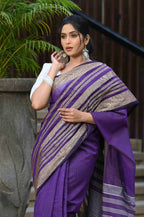 Beatitude Violet Cotton Handloom Saree
