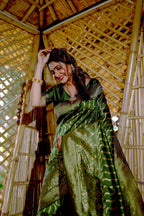 Partywear Designer Mendi Banarasi Silk Fancy Saree - Starwalk