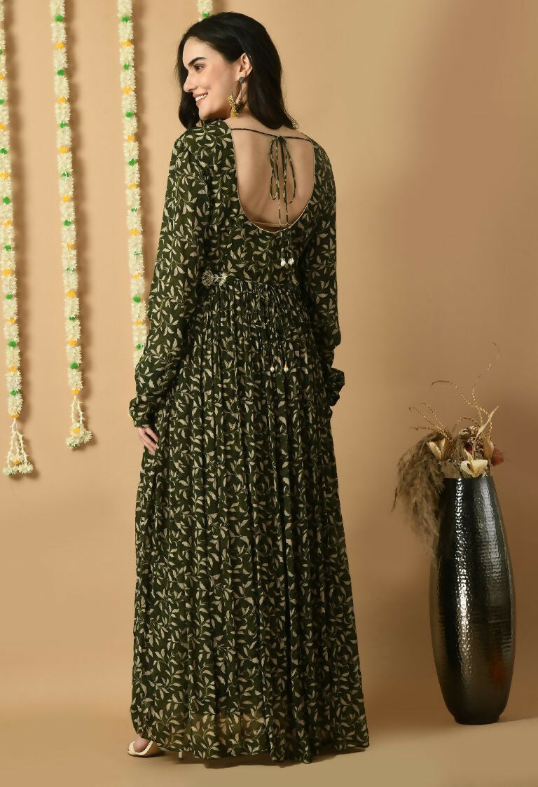 Joban Fashion Green Chinnon Kurta Set