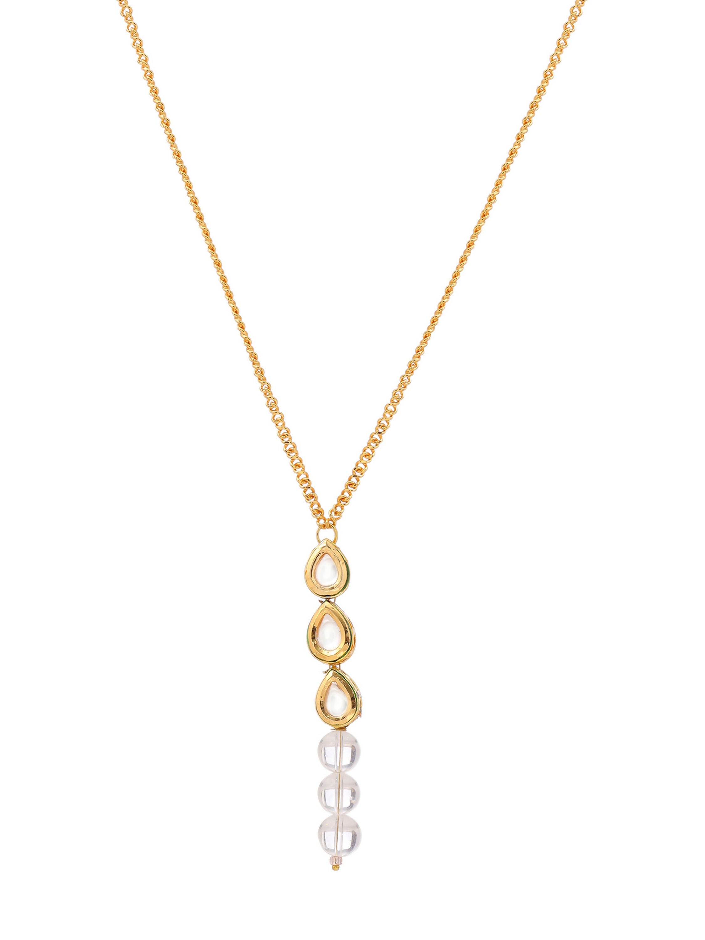 Ruby Raang White Clear Quartz Kundan Necklace