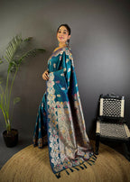 Joban Fashion Meenakari Royal Blue Woven Soft Silk Saree - Distacart