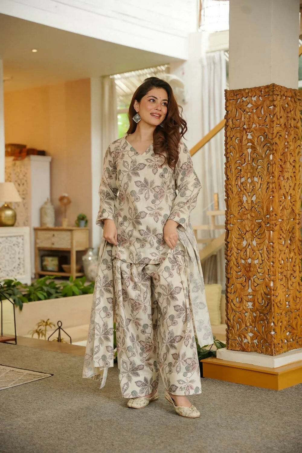 Aayaa Designer Printed Full Flared Suit - Distacart